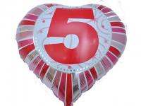 №11266 fed_ Фольга Сердечко с цифрой 5 (красное) 45х45см.