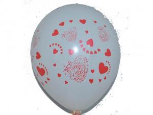 №11400 fed_ Шарик белый с красными сердечками 12"(30см) Китай 100шт