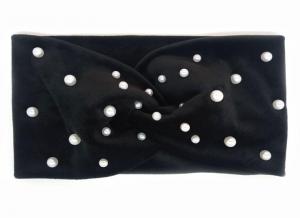 №1141 Повязка плюш бусинки черн. 21х11см