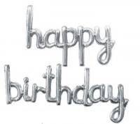 №30101 fed_Срібний Happy Birthday суцільний 45см