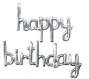 №30101 fed_Срібний Happy Birthday суцільний 45см