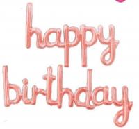 №30102 fed_Рож.золото Happy Birthday суцільний 45см