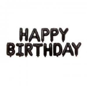 №30107 fed_Чорний Happy Birthday 13літер 40см