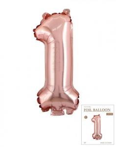 №30157 fed_Цифра 1 розове золото 80см Jason Balloons
