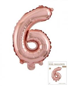 №30162 fed_Цифра 6 розове золото 80см Jason Balloons