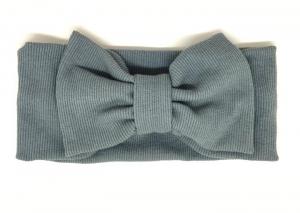 №3107 Повязка трикотаж рубчик бант сіра 18х7.5см