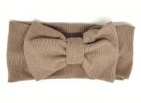 №3113 Повязка трикотаж рубчик бант коричн. 18х7.5см