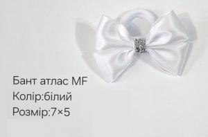 №3228 Бант атлас білий резинка MF 7х5см
