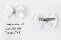 №3277 Бант атлас білий заколка MF 7х5см