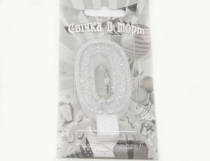 №403 Свечка в торт серебро 0