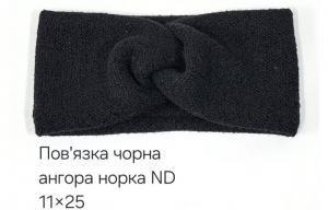 №4547 Повязка ангора норка ND чорна 25х11см