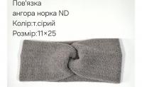 №4550 Повязка ангора норка ND тем.сіра 25х11см