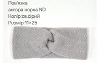 №4551 Повязка ангора норка ND св.сіра 25х11см