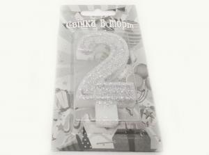 №489 Свечка в торт серебро 2-ка